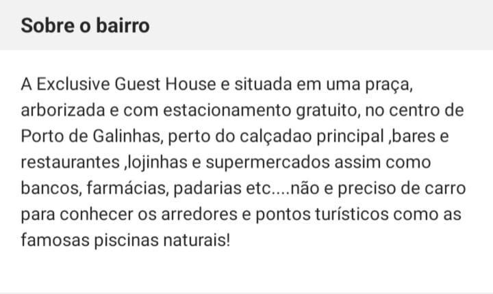 Exclusive Guest House Pôrto das Galinhas Exterior foto