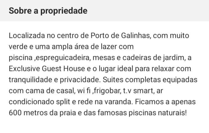 Exclusive Guest House Pôrto das Galinhas Exterior foto